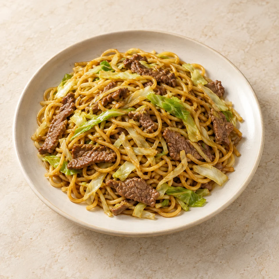 牛肉炒面,AI 生成示意图
