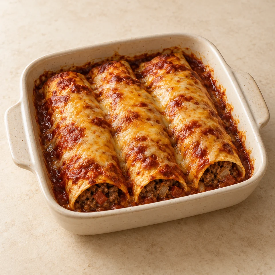 Enchiladas, beef, homemade — ai-generated illustration