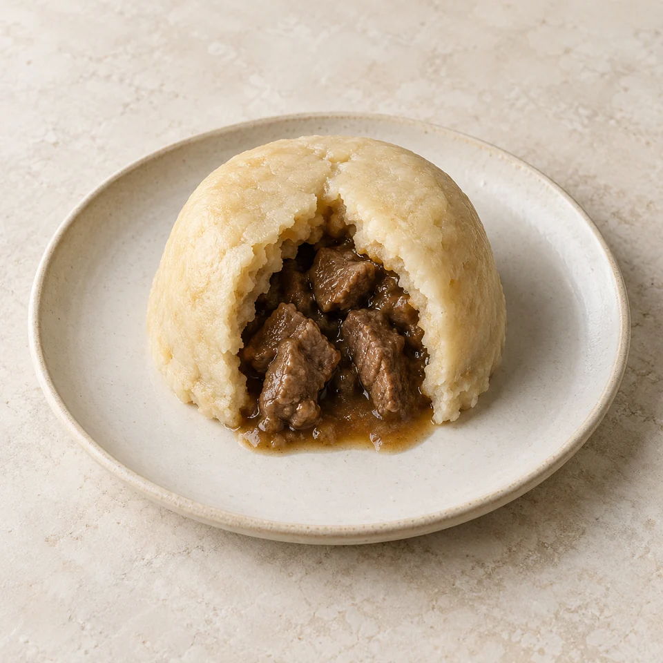 Beef steak pudding, homemade — ai-generated illustration