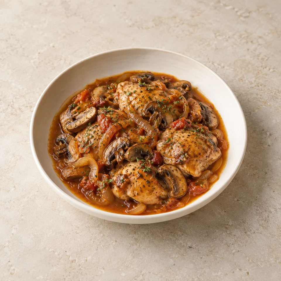 Chicken chasseur, homemade — ai-generated illustration