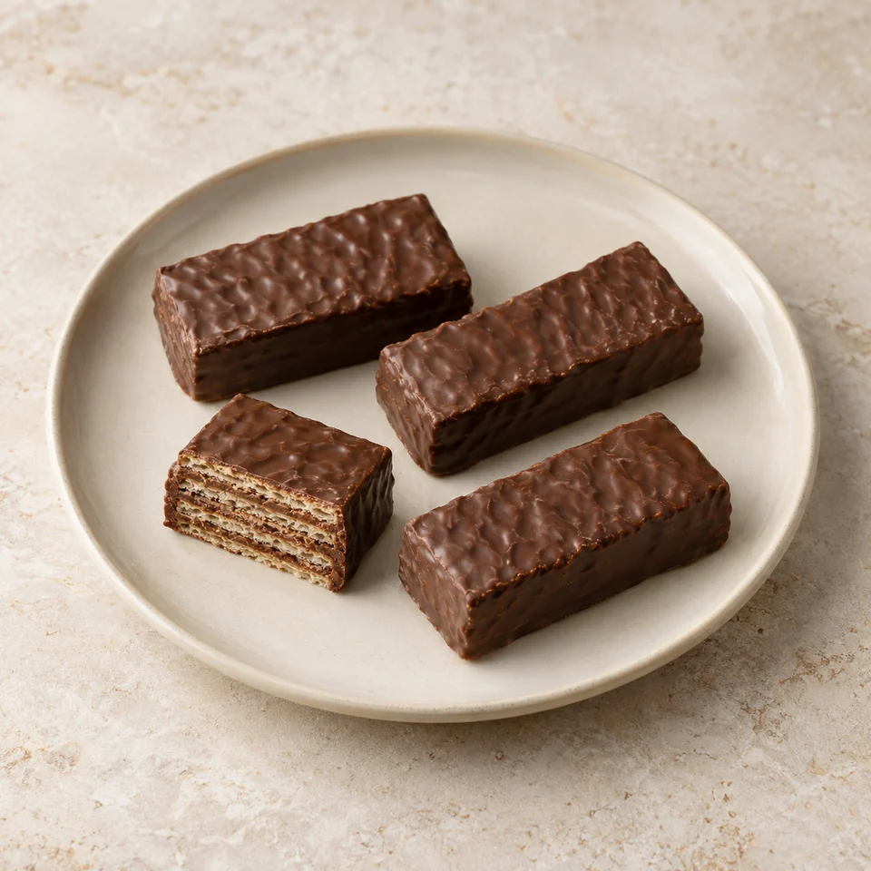 Chocolate covered wafer biscuit — ai-generated illustration