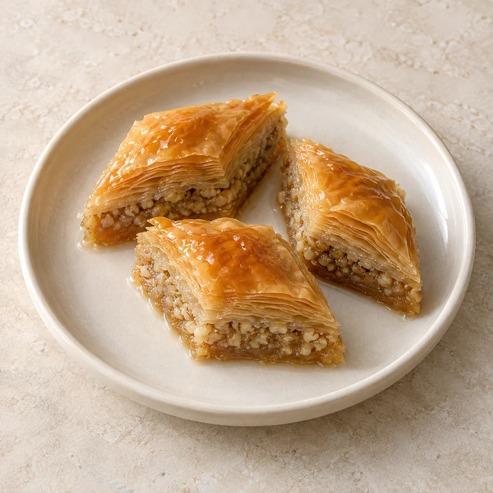 Baklava with almonds and syrup — ai-generated illustration