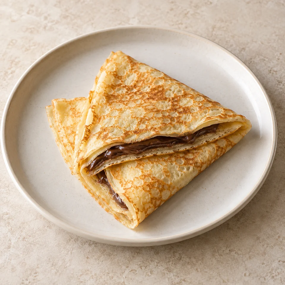 Homemade chocolate or hazelnut crêpe — ai-generated illustration