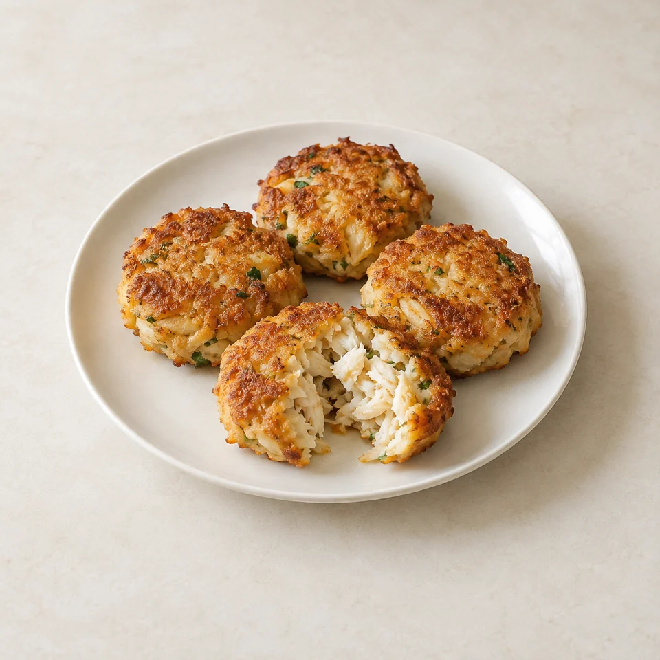 Homemade blue crab cakes — ai-generated illustration