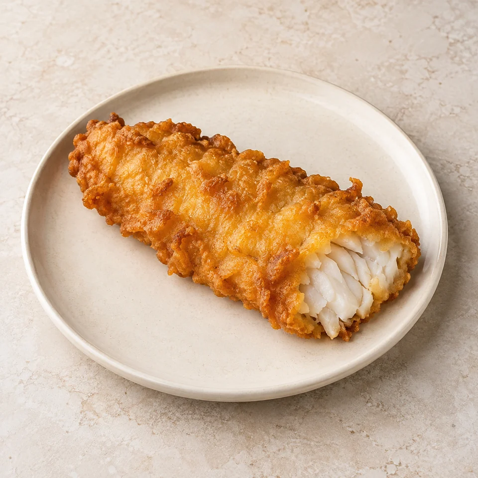 Cod, in batter, fried, takeaway — ai-generated illustration