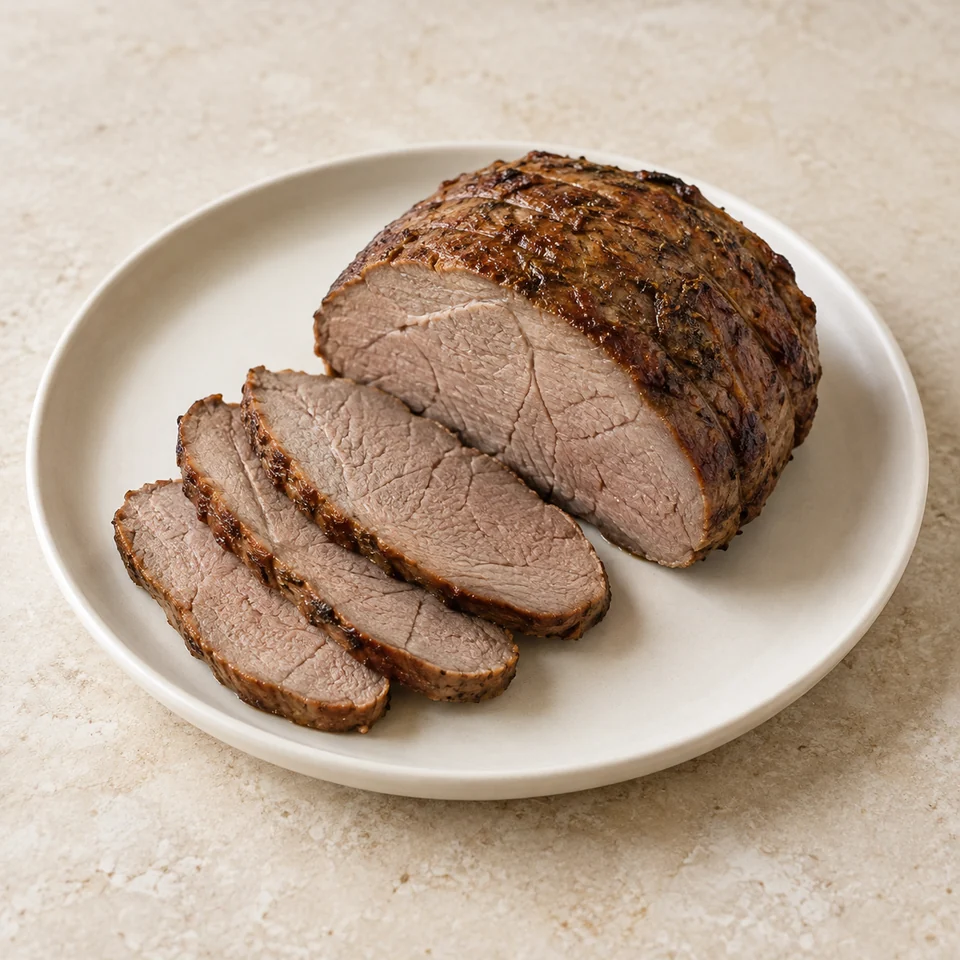 Lamb, leg joint, roasted, lean — ai-generated illustration