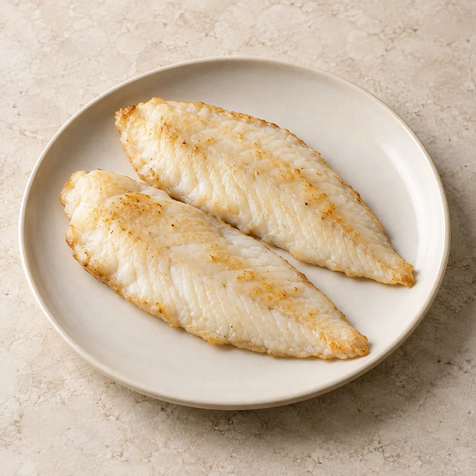 Plaice, flesh only, baked — ai-generated illustration