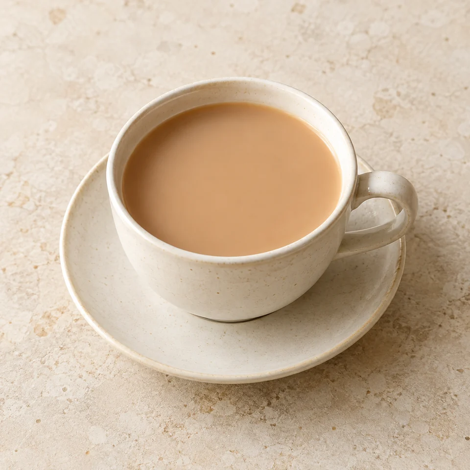 Tea, infusion, average, with semi-skimmed milk — ai-generated illustration