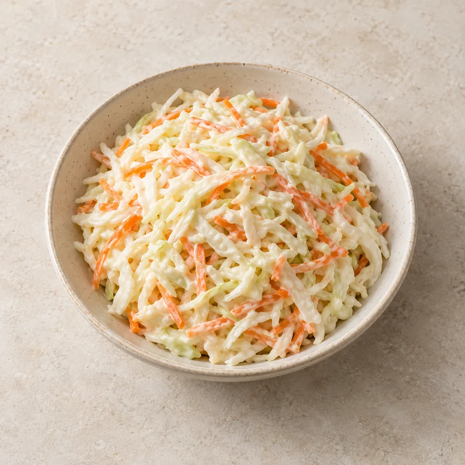 Coleslaw, not low calorie, retail — ai-generated illustration