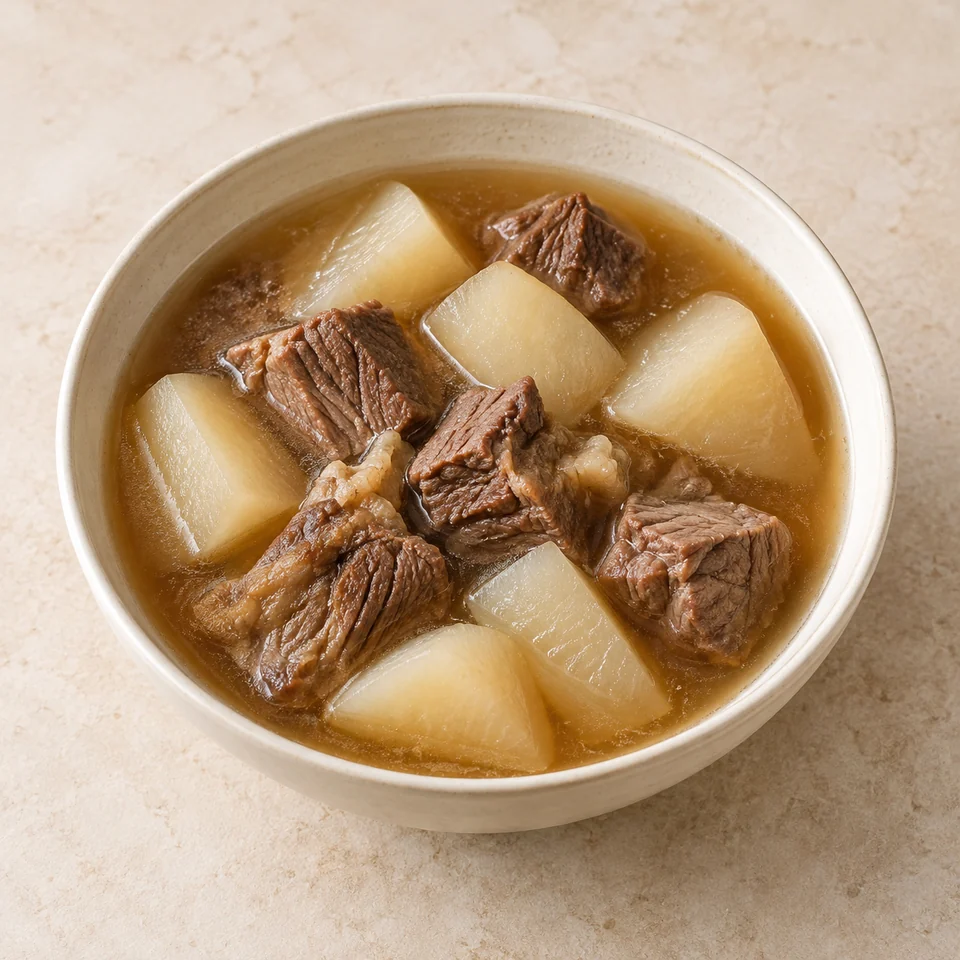 萝卜牛腩汤,AI 生成示意图