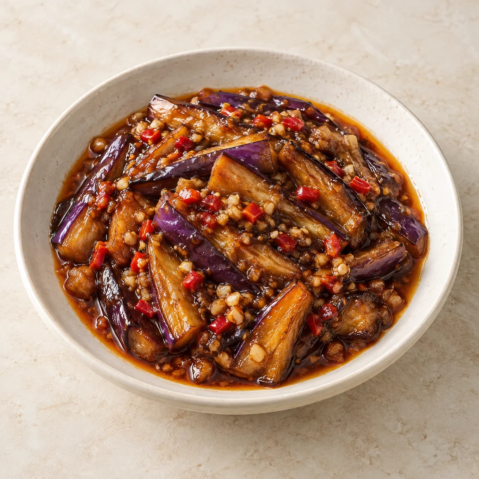 鱼香茄子,AI 生成示意图