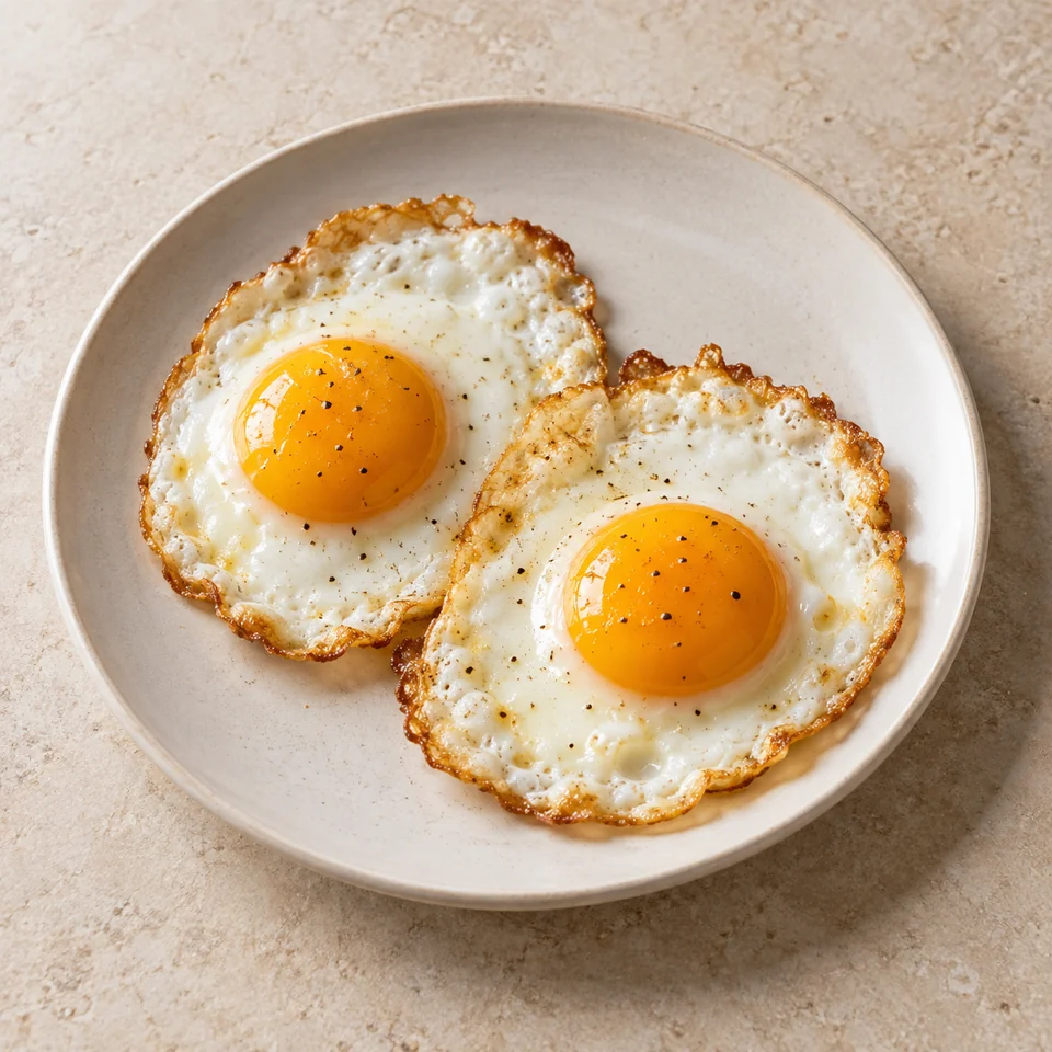 Eggs, chicken, whole, fried in sunflower oil — ai-generated illustration