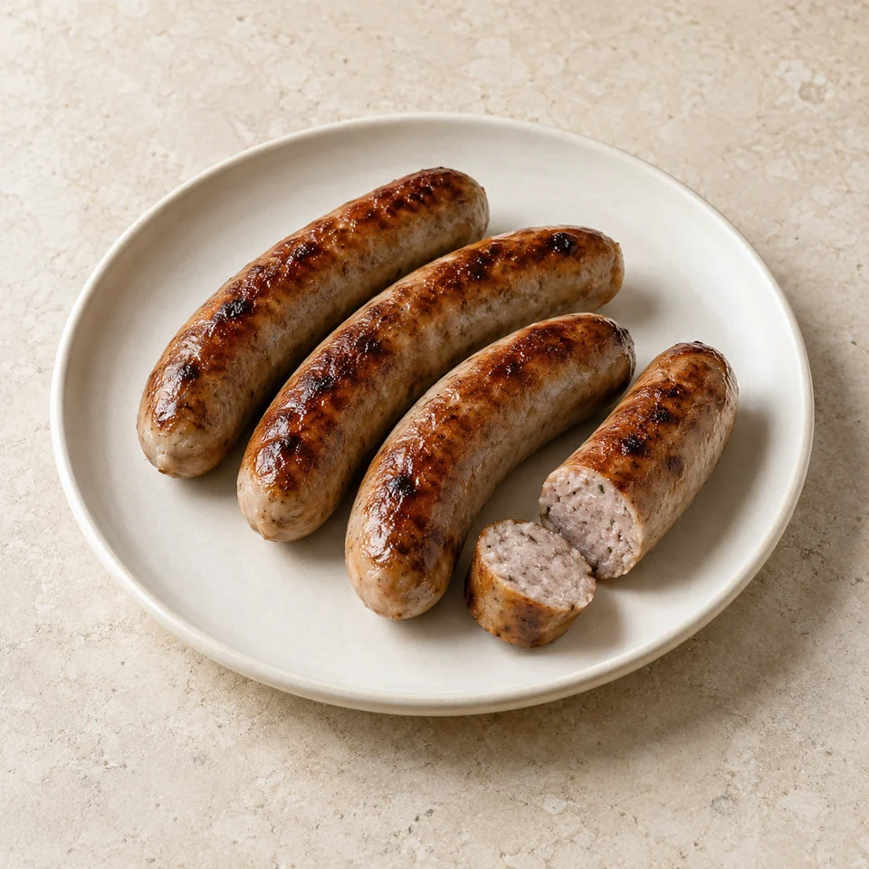 Sausages, pork, chilled, grilled — ai-generated illustration