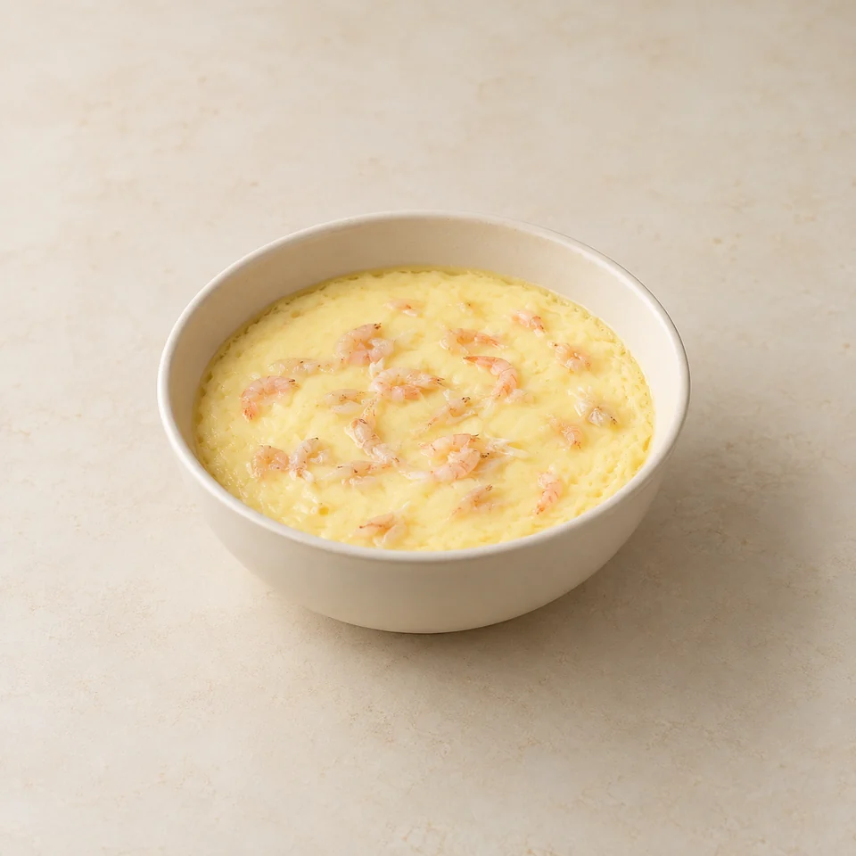 Steamed egg with salted shrimp — ai-generated illustration