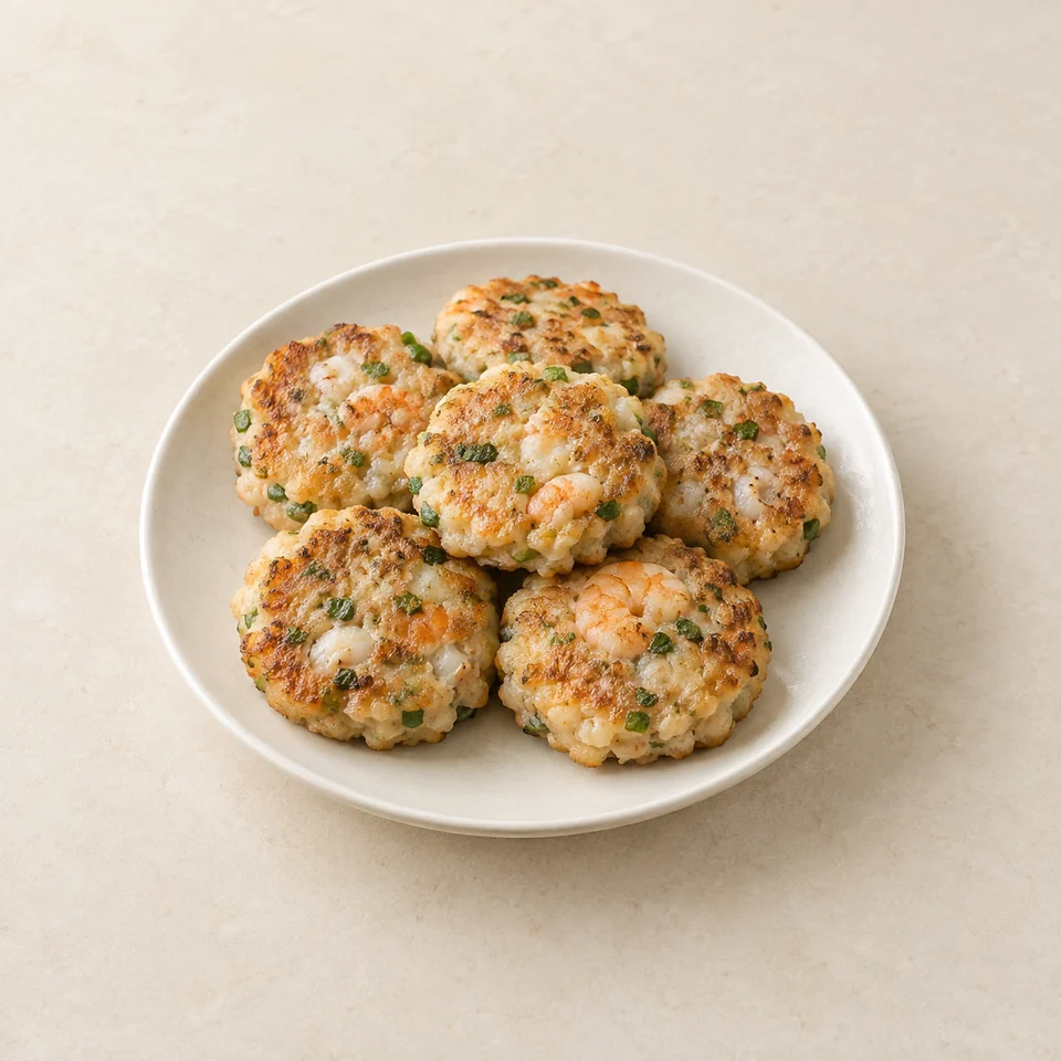 Seafood wanja-jeon patties — ai-generated illustration