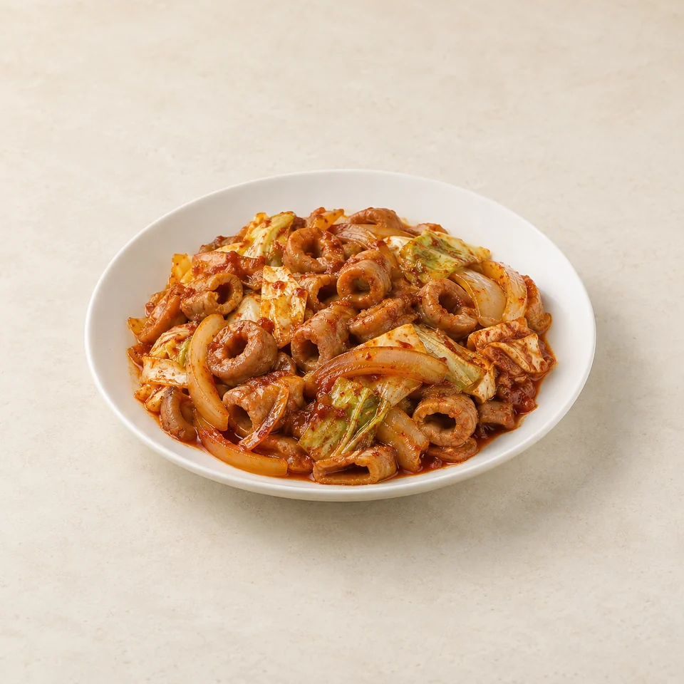 Stir-fried pork intestines — ai-generated illustration