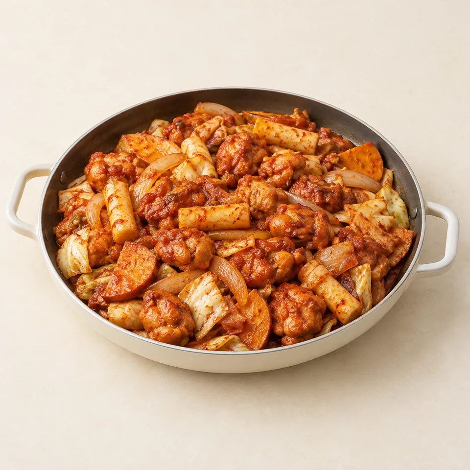 Dakgalbi spicy stir-fried chicken — ai-generated illustration