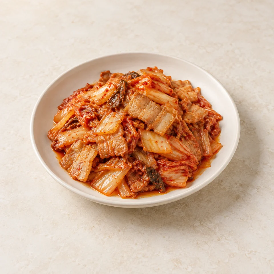 老泡菜炒五花肉，AI 生成示意图