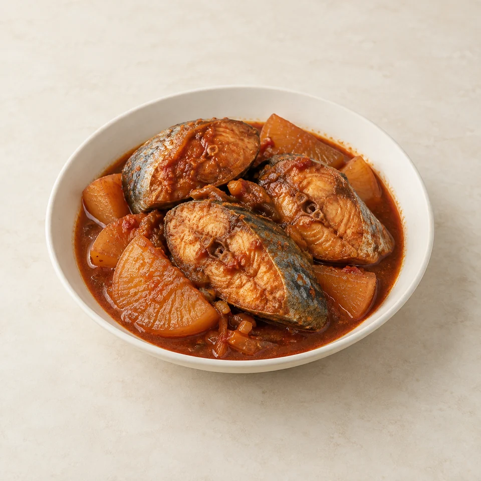 Braised Spanish mackerel — ai-generated illustration