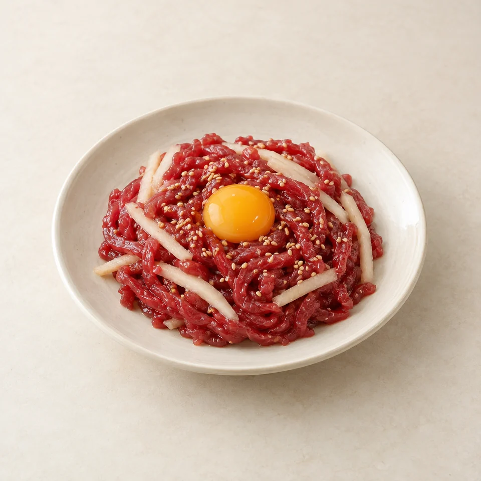 韩式生拌牛肉,AI 生成示意图