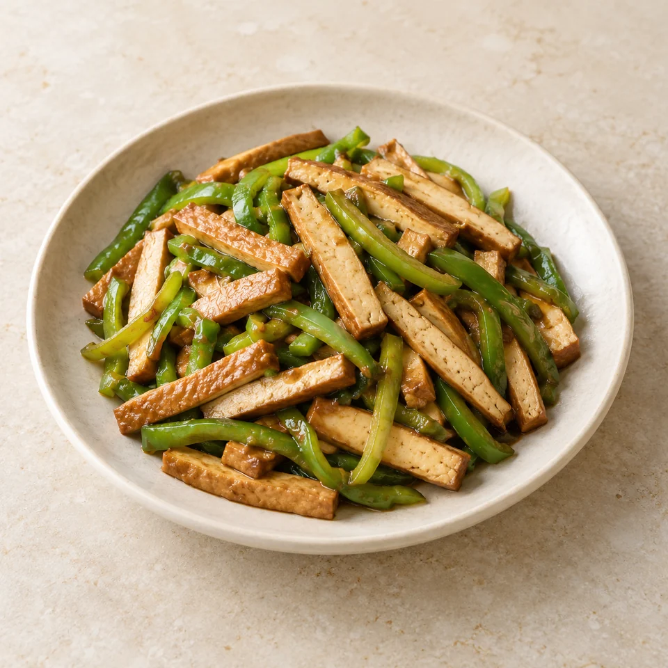 青椒豆腐干,AI 生成示意图