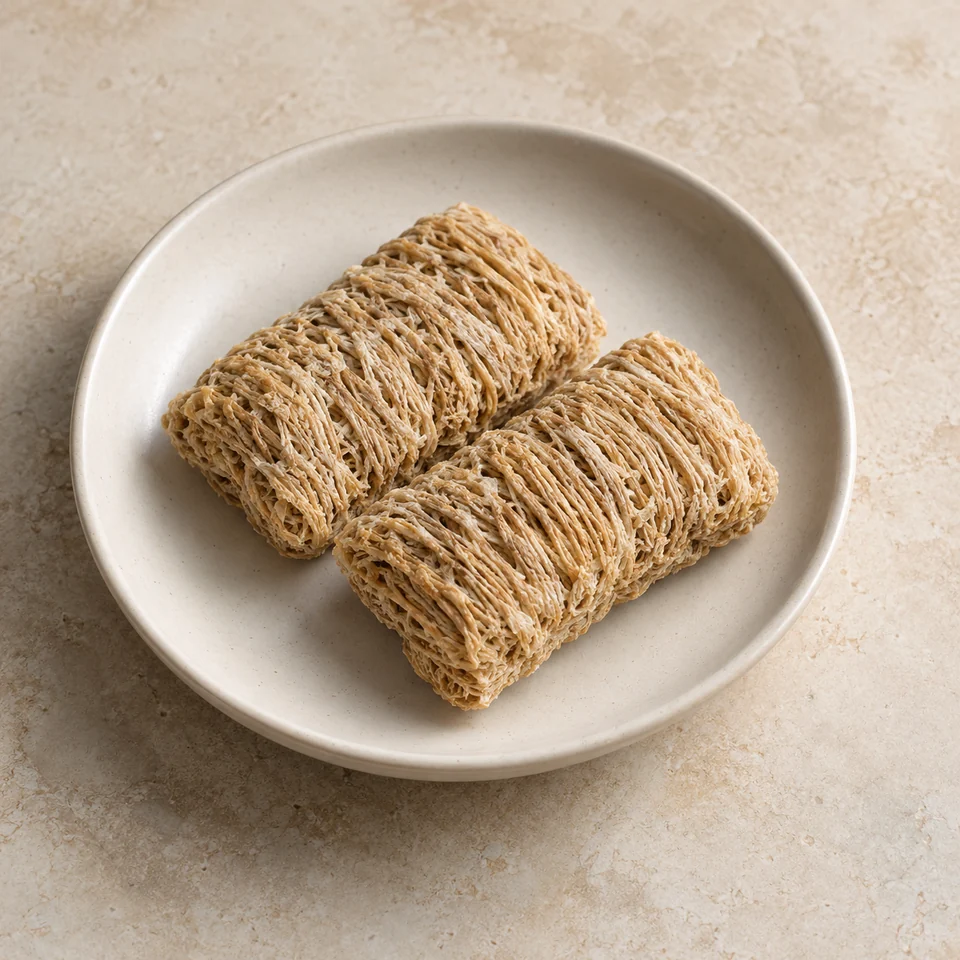 Breakfast cereal, shredded wheat type, unfortified — ai-generated illustration