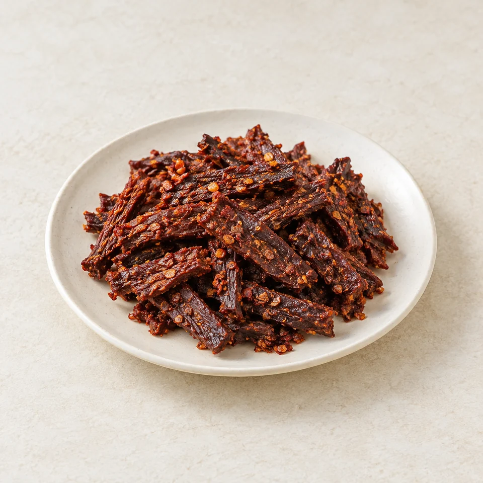 麻辣牛肉干,AI 生成示意图