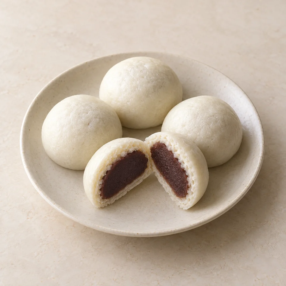 蒸馒头和菓子(细红豆沙),AI 生成示意图