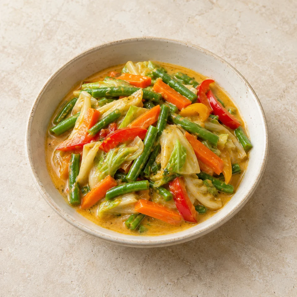 Curry, Thai, stir-fry vegetable, takeaway and restaurant — ai-generated illustration
