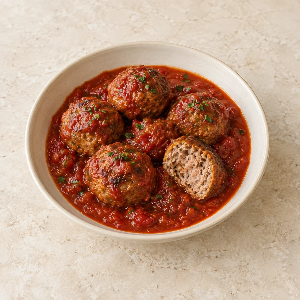 Meatballs, pork and beef, in tomato sauce, homemade — ai-generated illustration