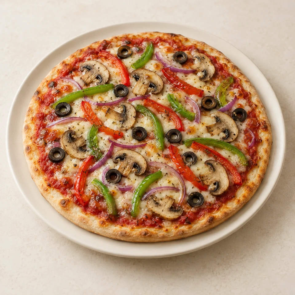 Pizza, vegetarian, retail and takeaway — ai-generated illustration